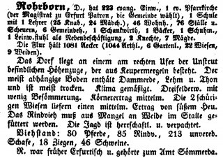 Rohrborn 1841 aus Beschreibung des Regierungsbezirks Erfurt von C.A. Roback