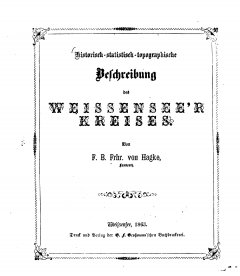 Titelblatt Beschreibung des Kreises Weißensee Hagke 1863
