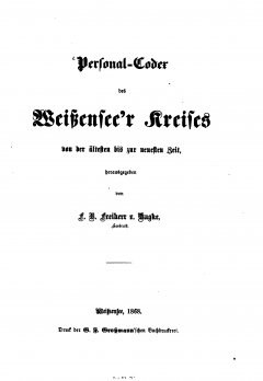 Titelblatt Personal-Codex Weißenseer Kreis Hagke 1868