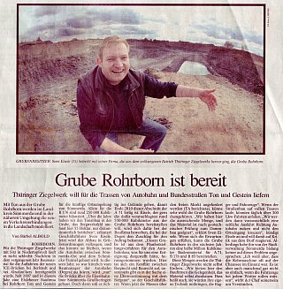 Rohrborn, Zeitungsartikel Tongrube Eisele