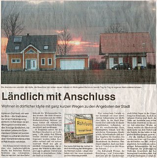 Rohrborn, Zeitungsartikel neues Wohngebiet