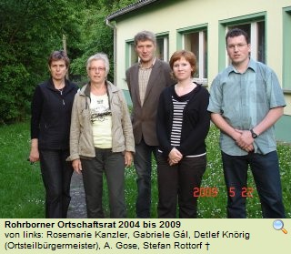 Rohrborner Ortschaftsrat 2004 bis 2009: Rosemarie Kanzler, Gabriele Gál, Detlef Knörig (Ortsteilbürgermeister), Stefan Rottorf
