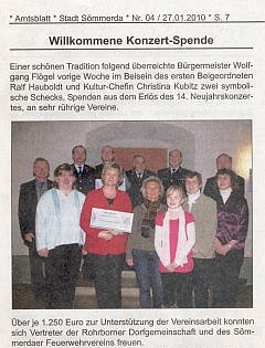 Zeitungsartikel Rohrborn Spende für Verein