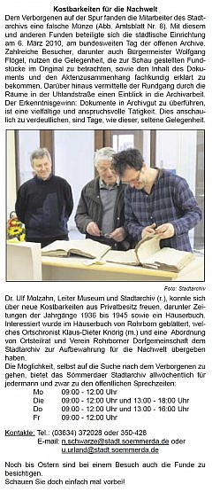 Rohrborn Zeitungsartikel Archivtag alte Bücher 2010