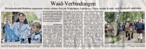 Rohrborn Zeitungsartikel Waidmühlenfest 2010 Waid-Verbindungen