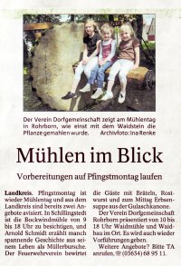 Zeitungsartikel Mühlentag 2011 Rohrborn