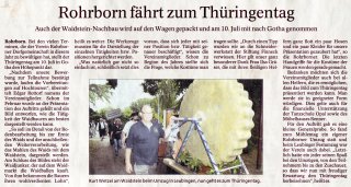 Zeitungsartikel Rohrborn Fahrt zum Thüringentag Gotha 2011