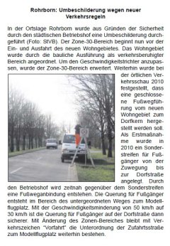 Rohrborn Zeitungsartikel Neue Verkehrschilder 30er-Zone