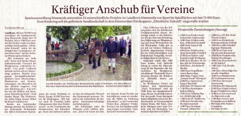 Rohrborn Zeitungsartikel Spende 2012 Waidmühle Rohrborner Dorfgemeinschaft