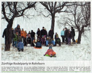 Zeitungsartikel Rohrborn Schlittenfahren Hügel Rodelparty 2013