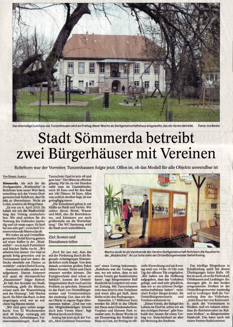 Thüringer Allgemeine Stadt Sömmerda betreibt zwei Bürgerhäuser Rohrborn 2013