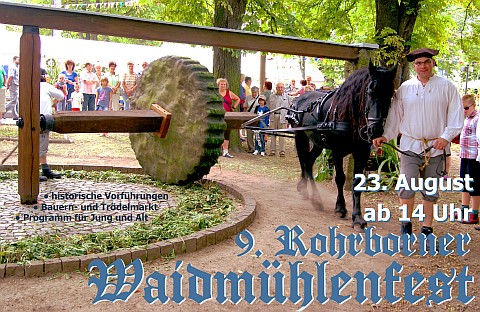 9. Rohrborner Waidmühlenfest Plakat 23. August 2014