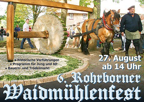 6. Rohrborner Waidmühlenfest Plakat 27. August 2011