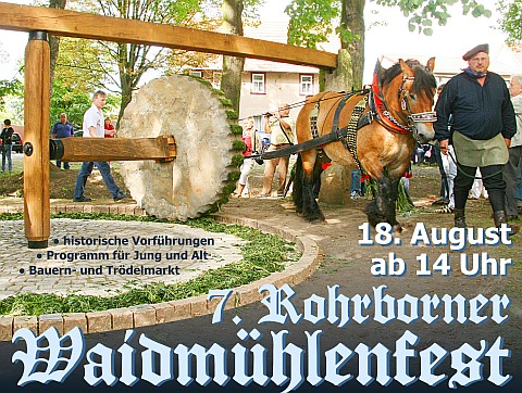 7. Rohrborner Waidmühlenfest Plakat 18. August 2012