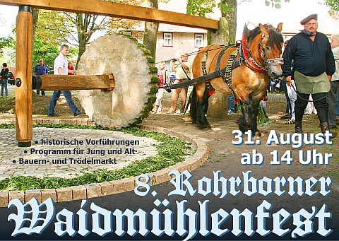 8. Rohrborner Waidmühlenfest Plakat 31. August 2013