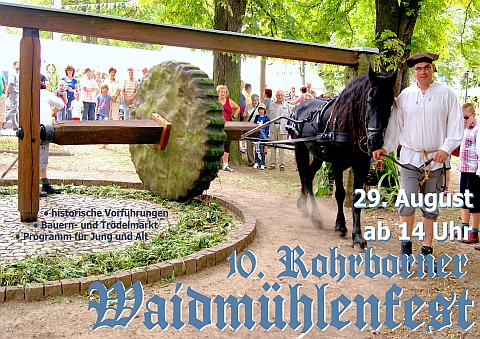 10. Rohrborner Waidmühlenfest Plakat 29. August 2015